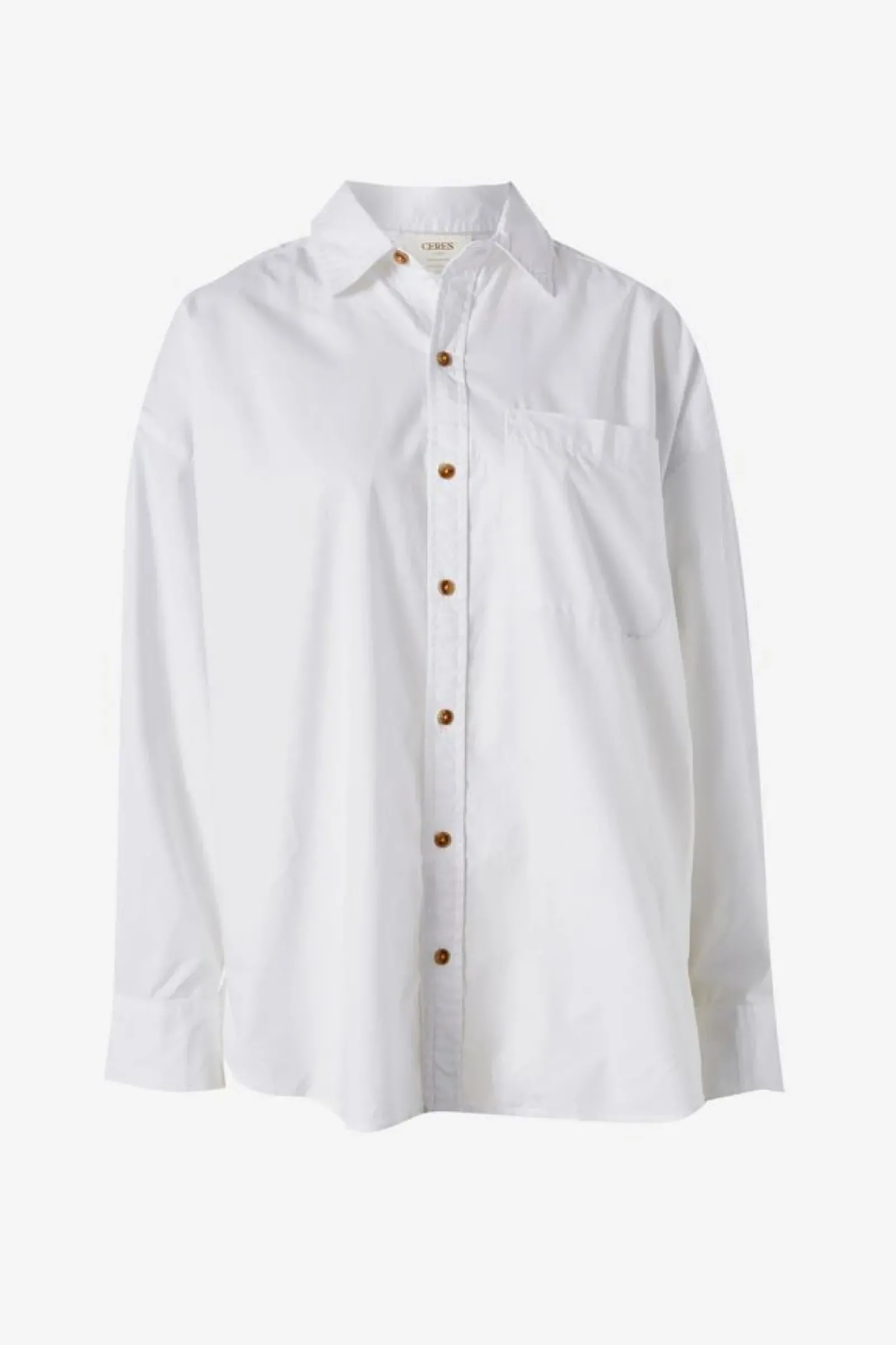 Ceres Life Tops|Oversized Poplin Shirt - White