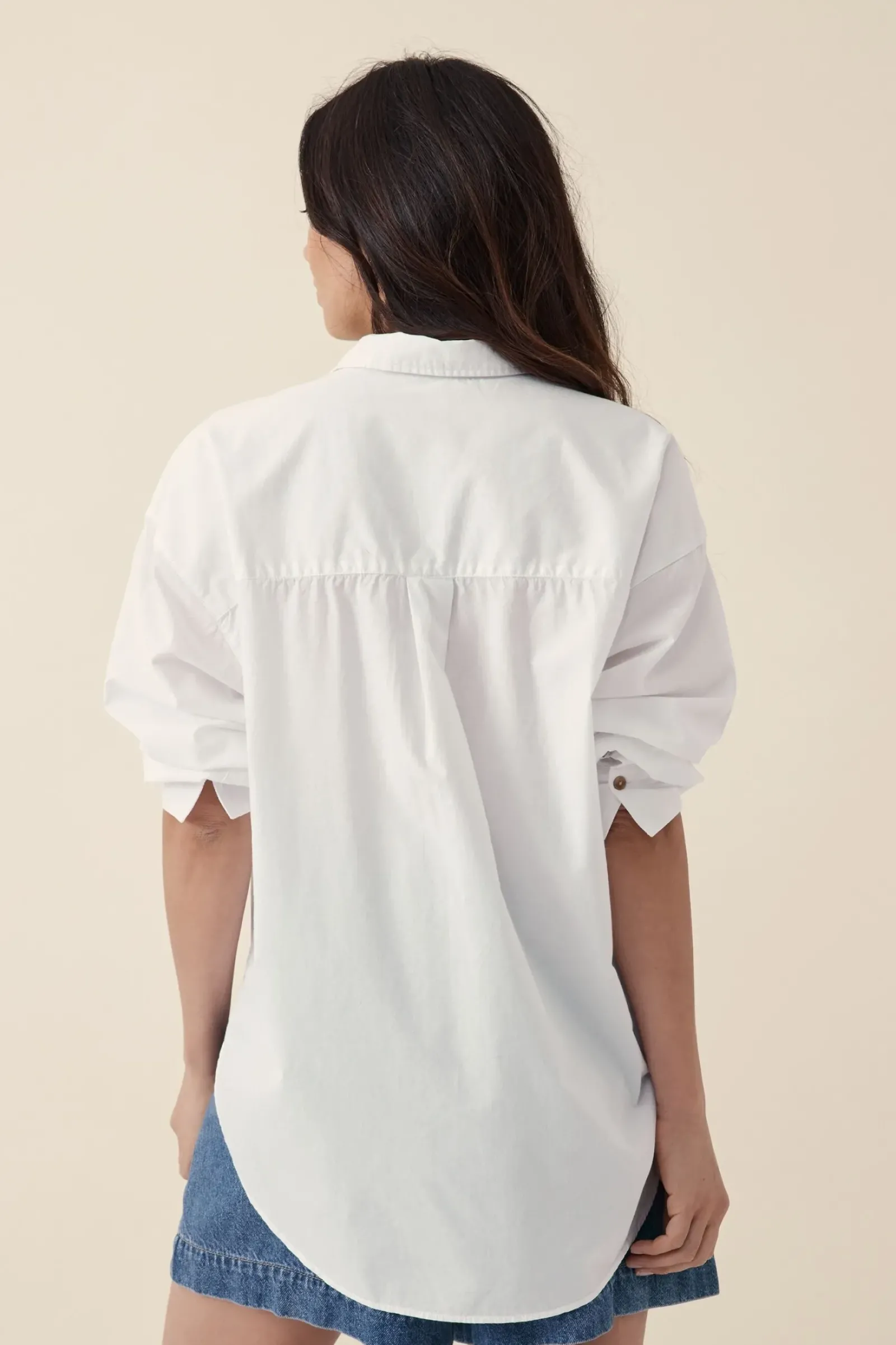Ceres Life Tops|Oversized Poplin Shirt - White