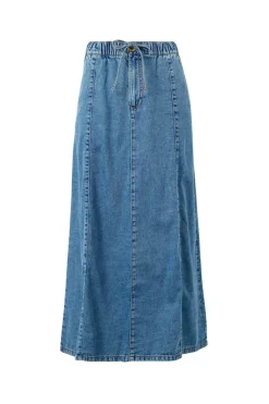 Ceres Life Skirts|Panelled Maxi Skirt - Worn Blue Denim