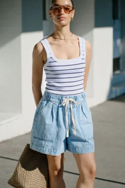 Ceres Life Toggle Menu|Relaxed Everyday Short - Vintage Blue Denim