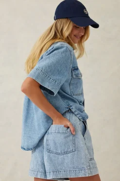 Ceres Life Toggle Menu|Relaxed Everyday Short - Vintage Blue Denim