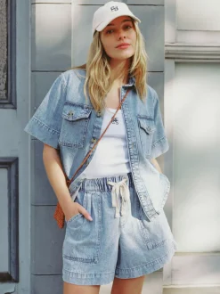 Ceres Life Toggle Menu|Relaxed Everyday Short - Vintage Blue Denim
