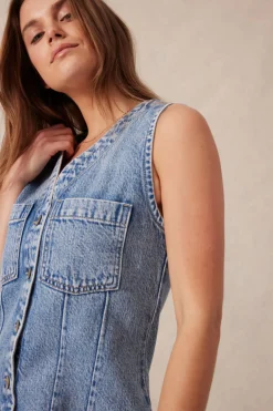 Ceres Life Dresses|Seamed Mini Shift Dress - Mid Vintage Blue