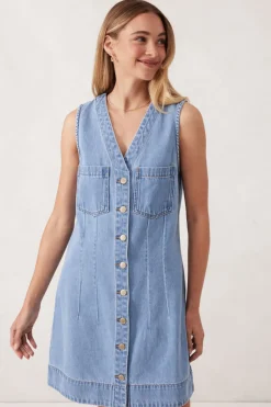 Ceres Life Dresses|Seamed Mini Shift Dress - Vintage Blue