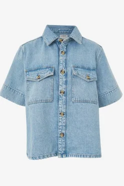 Ceres Life Toggle Menu|Tops|Short Sleeve Boxy Shirt - Vintage Blue Denim