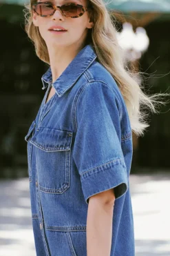 Ceres Life Dresses|Side Pocket Boxy Dress - Fresh Indigo