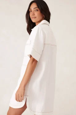 Ceres Life Dresses|Side Pocket Boxy Dress - Fresh Ecru