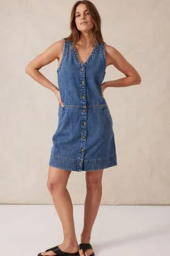 Ceres Life Dresses|Side Pocket Mini Shift Dress - Fresh Indigo