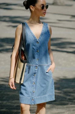 Ceres Life Dresses|Side Pocket Mini Shift Dress - Fresh Indigo