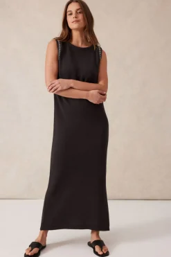 Ceres Life Knitwear|Dresses|Sleeveless Boat Neck Knit Midi Dress - Phantom
