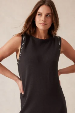 Ceres Life Knitwear|Dresses|Sleeveless Boat Neck Knit Midi Dress - Phantom