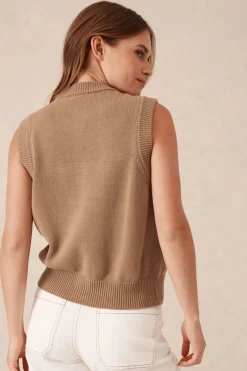 Ceres Life Tops|Knitwear|Sleeveless Cardi - Summer Taupe