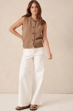 Ceres Life Tops|Knitwear|Sleeveless Cardi - Summer Taupe