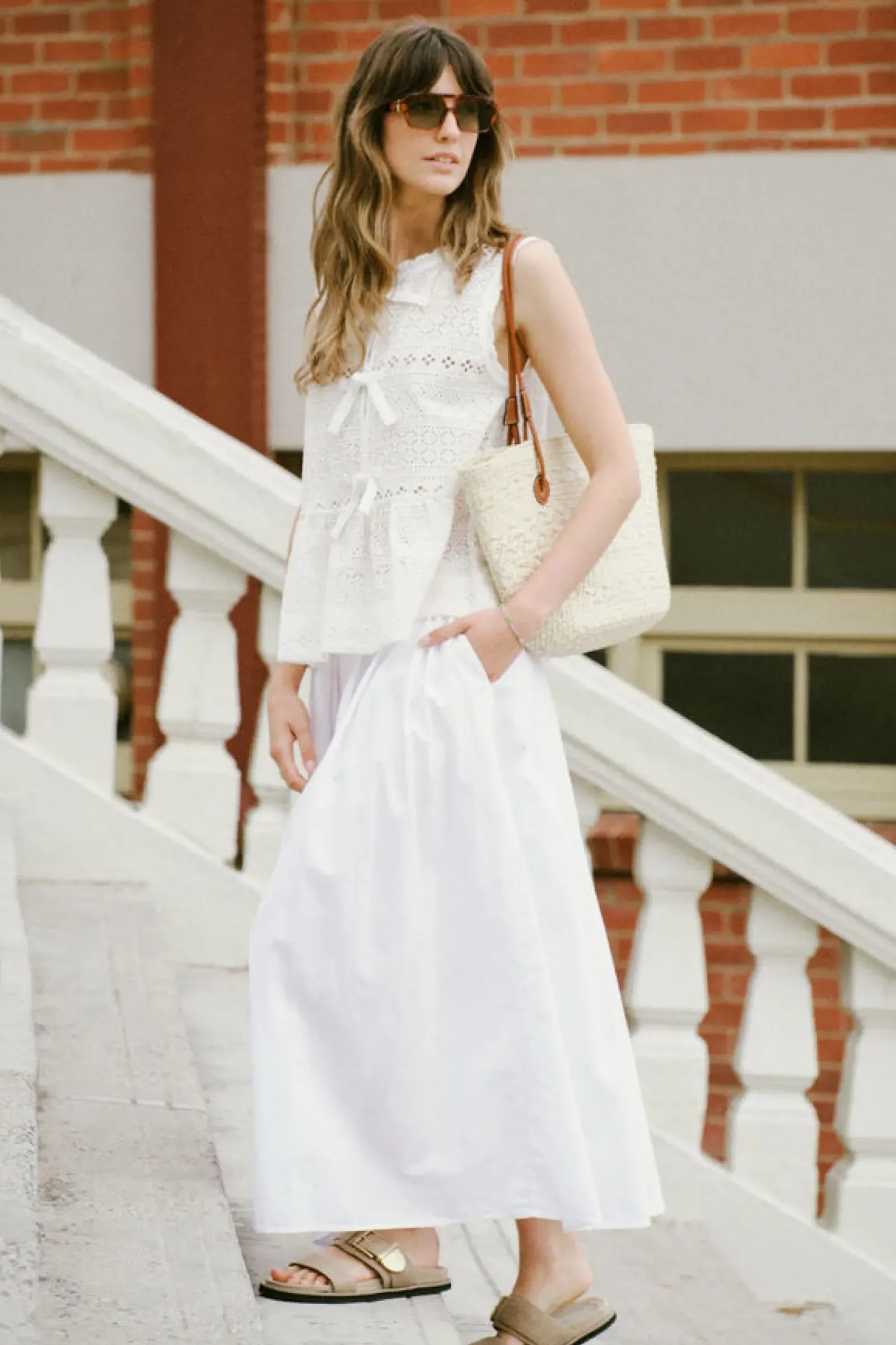 Ceres Life Tops|Sleeveless Tie Top - White
