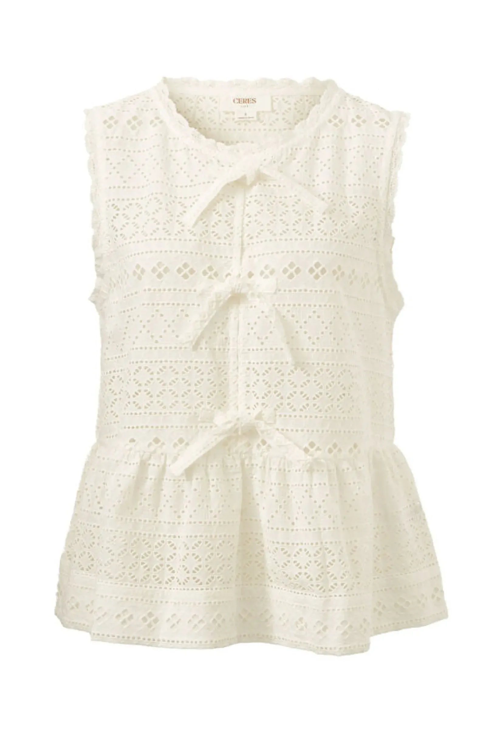 Ceres Life Tops|Sleeveless Tie Top - White