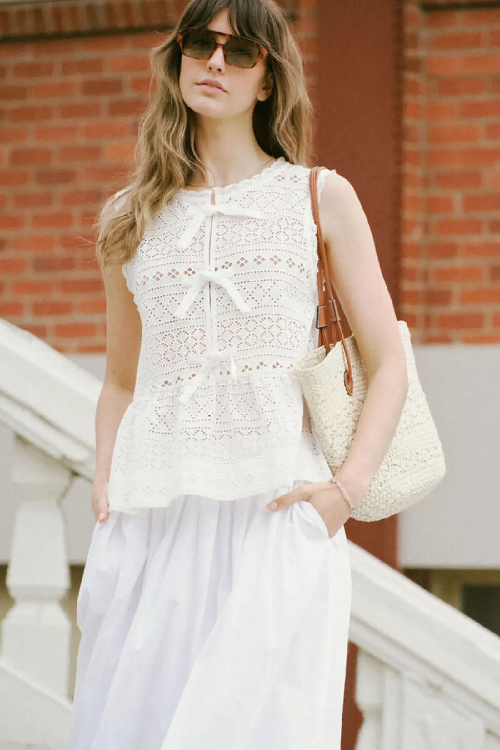 Ceres Life Tops|Sleeveless Tie Top - White