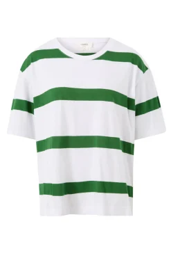Ceres Life Tops|Slouchy Split Hem Tee - Winter Green Bold Stripe