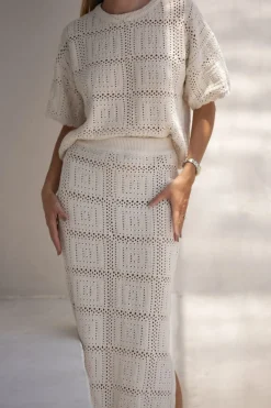 Ceres Life Toggle Menu|Tops|Square Knit Boxy Tee - Ecru