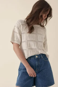 Ceres Life Toggle Menu|Tops|Square Knit Boxy Tee - Ecru