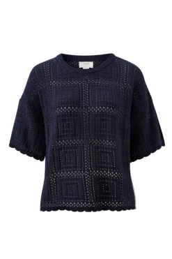 Ceres Life Tops|Square Knit Boxy Tee - New Navy