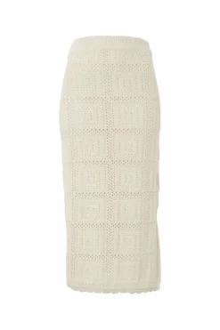 Ceres Life Skirts|Knitwear|Square Knit Midi Skirt - Ecru