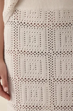 Ceres Life Skirts|Knitwear|Square Knit Midi Skirt - Ecru