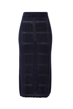 Ceres Life Skirts|Knitwear|Square Knit Midi Skirt - New Navy