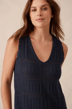 Ceres Life Knitwear|Dresses|Square Knit Midi Tank Dress - New Navy