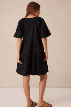 Ceres Life Dresses|Tiered Poplin Mini Dress - Black