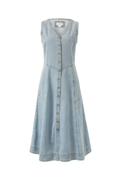 Ceres Life Dresses|V Neck Flared Midi Dress - Worn Blue