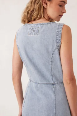 Ceres Life Dresses|V Neck Flared Midi Dress - Worn Blue