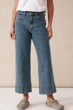 Ceres Life Jeans|Wide Leg Crop Jean - Mid Indigo