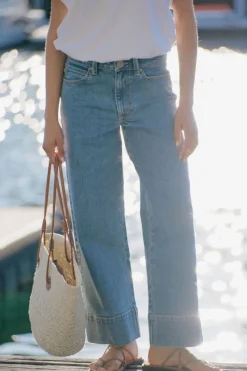 Ceres Life Jeans|Wide Leg Crop Jean - Mid Indigo