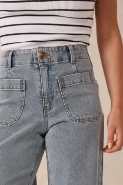 Ceres Life Jeans|Wide Leg Front Pocket Jean - Vintage Blue
