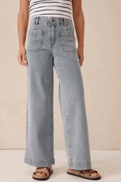 Ceres Life Jeans|Wide Leg Front Pocket Jean - Vintage Blue