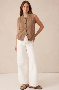 Ceres Life Jeans|Wide Leg Front Pocket Jean - Fresh Ecru