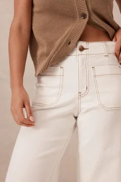 Ceres Life Jeans|Wide Leg Front Pocket Jean - Fresh Ecru