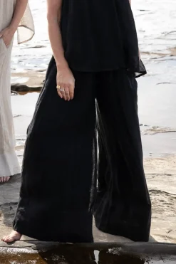 Eadie Lifestyle Pants|Eadie Arana Linen Pant - Black