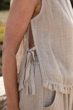 Eadie Lifestyle Tops|Eadie Nadia Linen Top - Natural