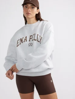 Ena Pelly Jumpers|Classic Collegiate Sweatshirt - White Marle