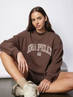 Ena Pelly Jumpers|Classic Collegiate Sweatshirt - Mocha