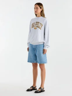 Ena Pelly Jumpers|Collegiate Sweatshirt - White Marle