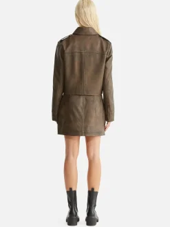 Ena Pelly Jackets & Coats|Lennie Leather Biker Jacket - Worn Brown