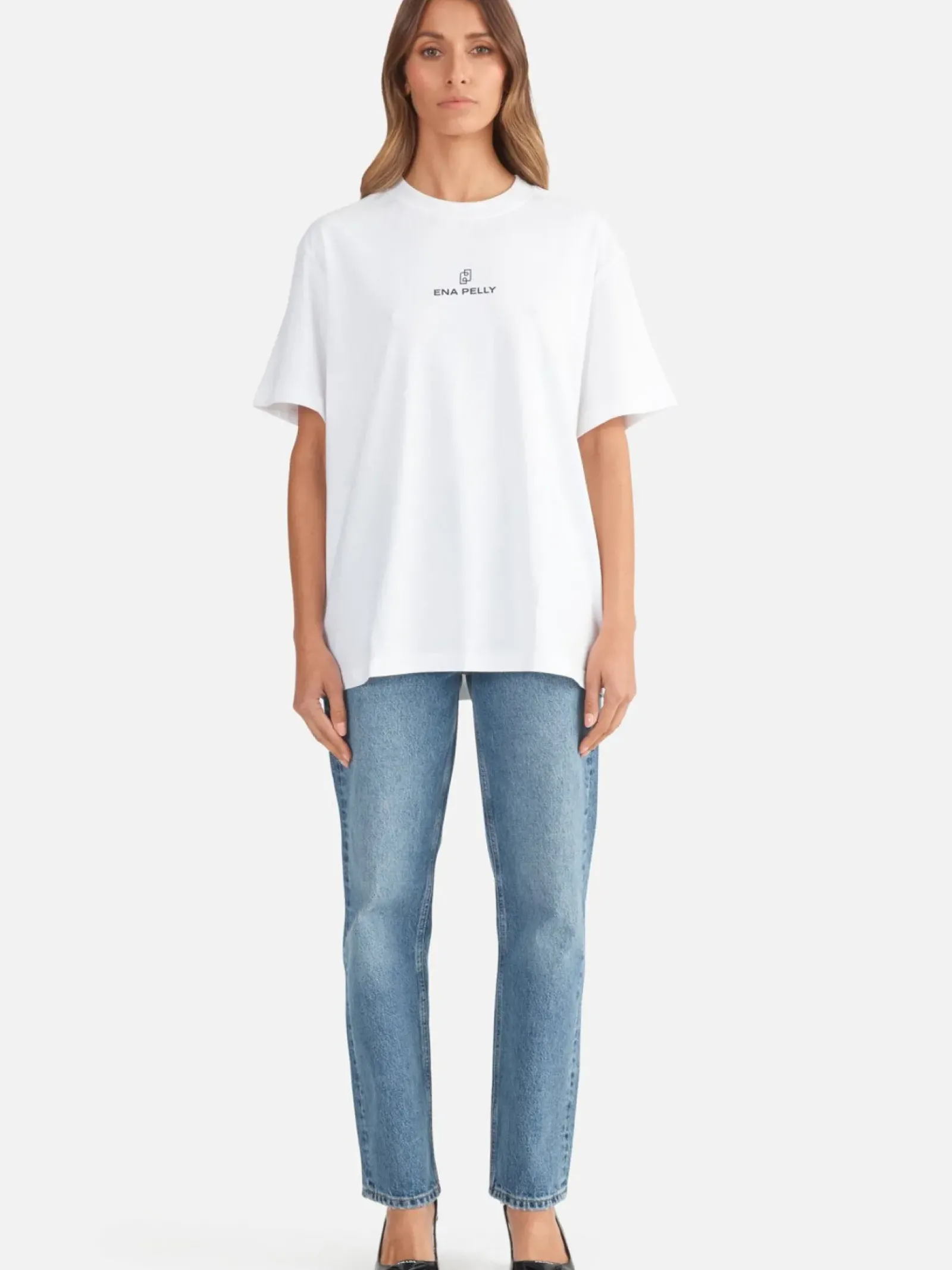 Ena Pelly Tops|Lexi Monogram Tee White