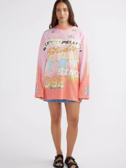 Ena Pelly Dresses|Moto Long Sleeve Tee Dress - Multi