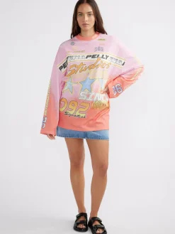 Ena Pelly Dresses|Moto Long Sleeve Tee Dress - Multi