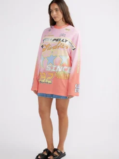 Ena Pelly Dresses|Moto Long Sleeve Tee Dress - Multi
