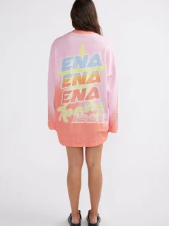 Ena Pelly Dresses|Moto Long Sleeve Tee Dress - Multi