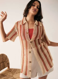 Esmaee Tops|Saint Tropez Shirt - Natural Stripe