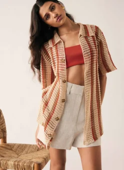 Esmaee Tops|Saint Tropez Shirt - Natural Stripe